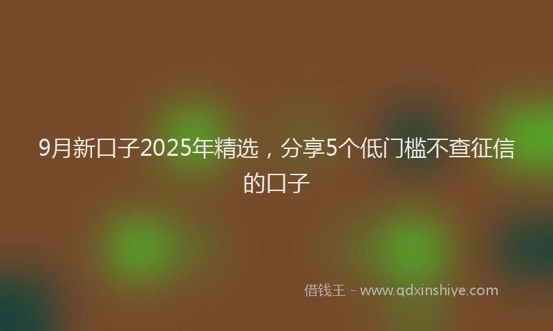 9月新口子2025年精选，分享5个低门槛不查征信的口子