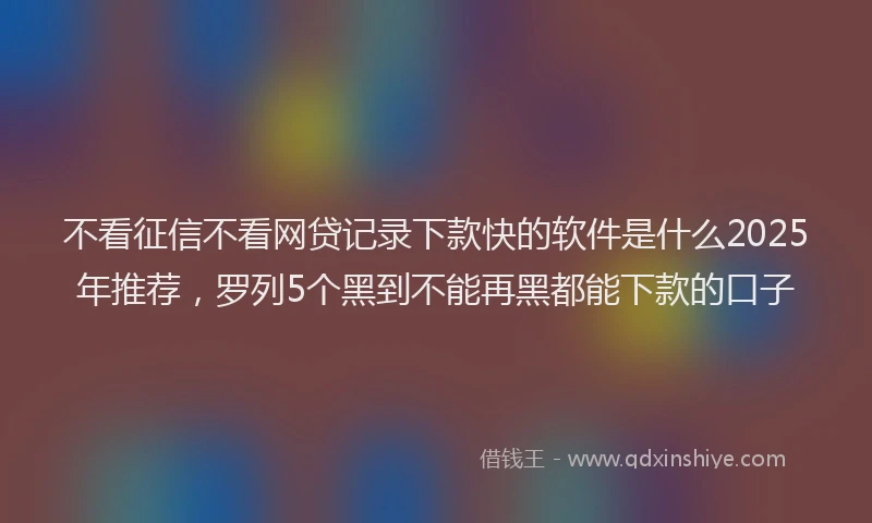 不看征信不看网贷记录下款快的软件是什么2025年推荐，罗列5个黑到不能再黑都能下款的口子