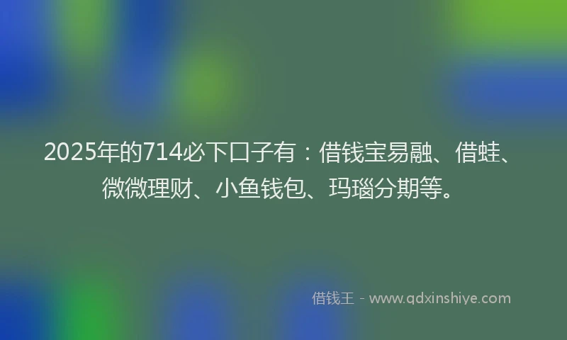 2025年的714必下口子有：借钱宝易融、借蛙、微微理财、小鱼钱包、玛瑙分期等。