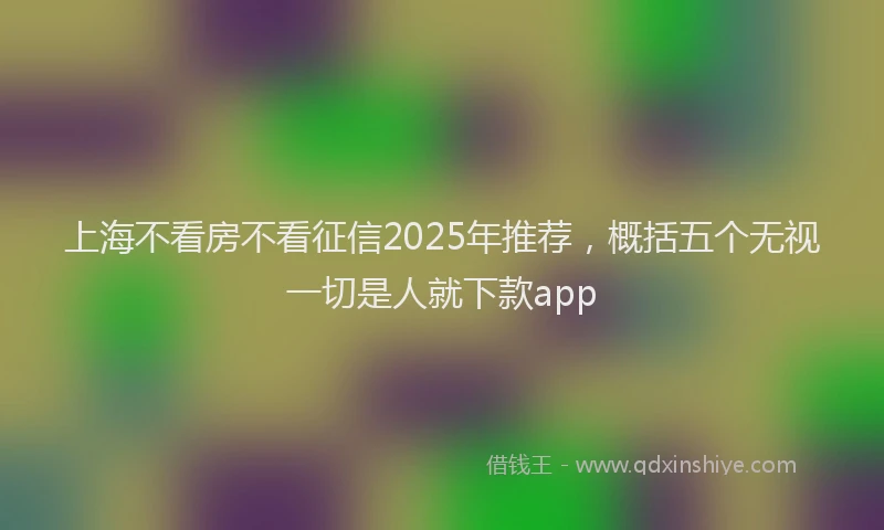 上海不看房不看征信2025年推荐，概括五个无视一切是人就下款app