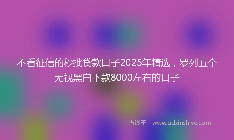 不看征信的秒批贷款口子2025年精选，罗列五个无视黑白下款8000左右的口子