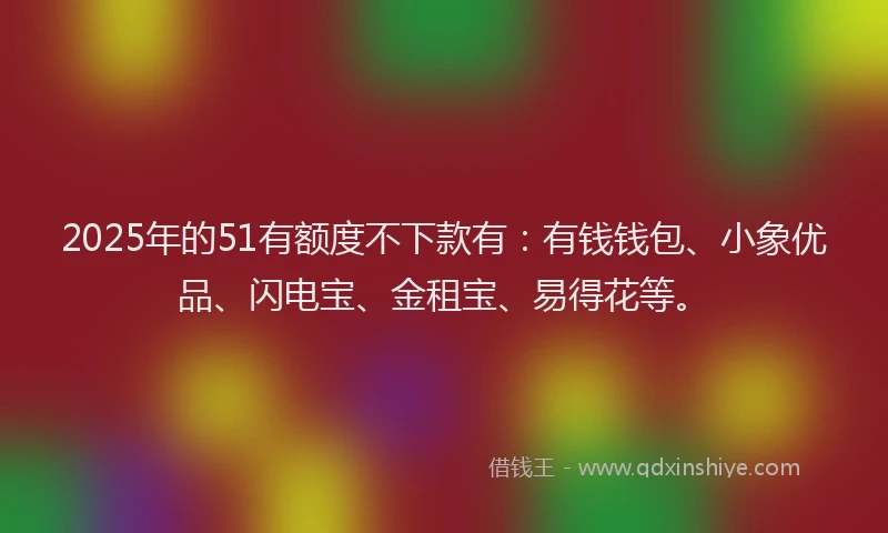 2025年的51有额度不下款有：有钱钱包、小象优品、闪电宝、金租宝、易得花等。