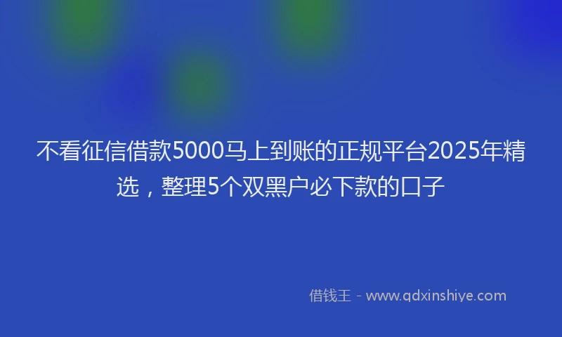 不看征信借款5000马上到账的正规平台2025年精选，整理5个双黑户必下款的口子
