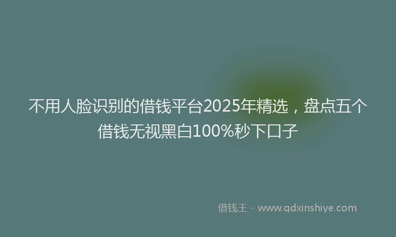不用人脸识别的借钱平台2025年精选，盘点五个借钱无视黑白100%秒下口子
