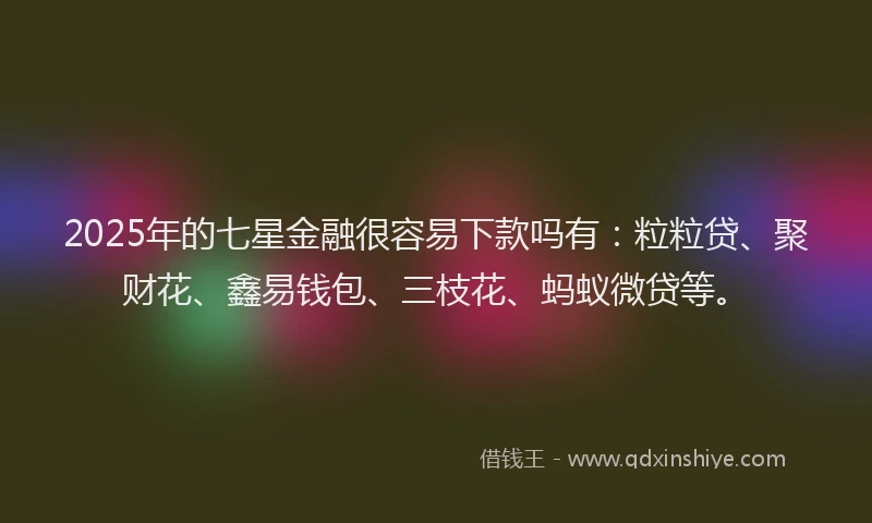 2025年的七星金融很容易下款吗有：粒粒贷、聚财花、鑫易钱包、三枝花、蚂蚁微贷等。