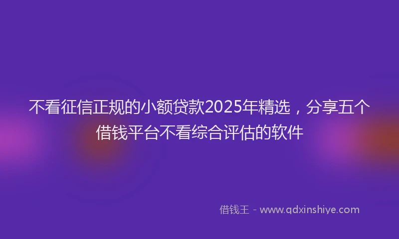 不看征信正规的小额贷款2025年精选，分享五个借钱平台不看综合评估的软件