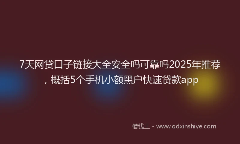 7天网贷口子链接大全安全吗可靠吗2025年推荐，概括5个手机小额黑户快速贷款app