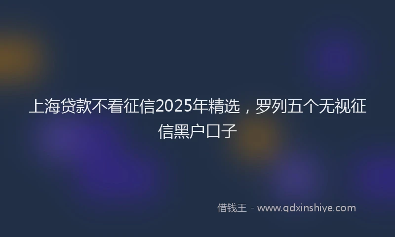 上海贷款不看征信2025年精选，罗列五个无视征信黑户口子