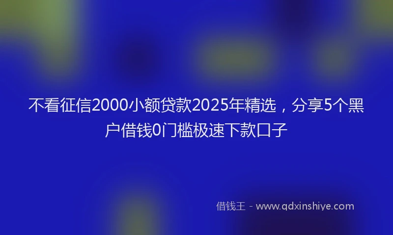 不看征信2000小额贷款2025年精选，分享5个黑户借钱0门槛极速下款口子