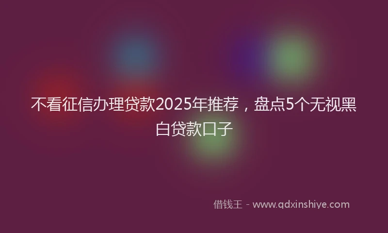 不看征信办理贷款2025年推荐，盘点5个无视黑白贷款口子