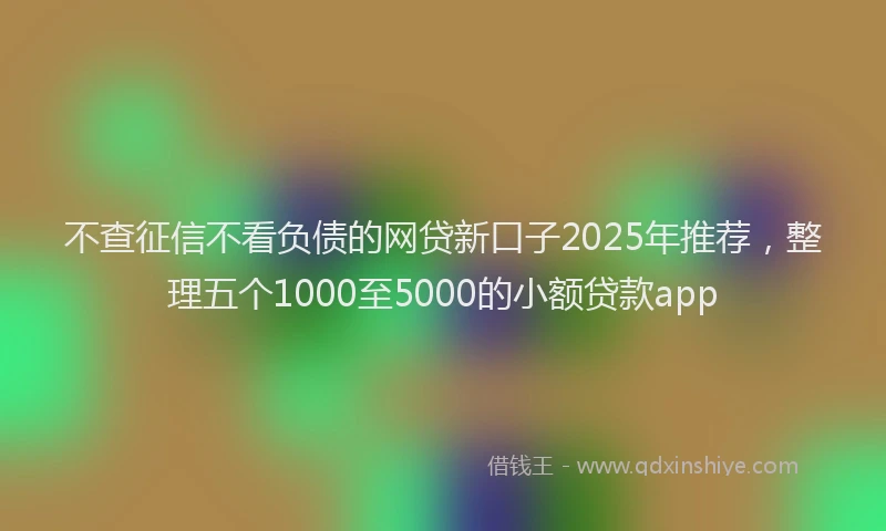 不查征信不看负债的网贷新口子2025年推荐，整理五个1000至5000的小额贷款app
