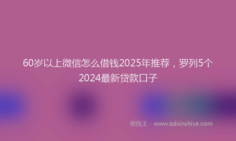 60岁以上微信怎么借钱2025年推荐，罗列5个2024最新贷款口子