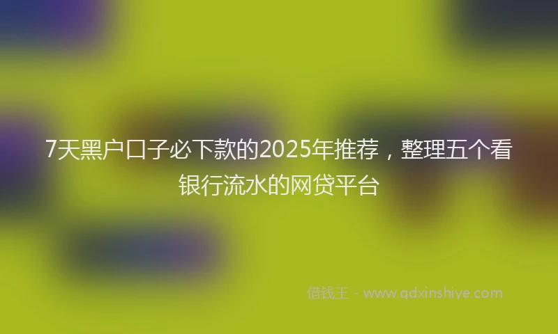 7天黑户口子必下款的2025年推荐，整理五个看银行流水的网贷平台