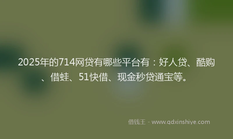 2025年的714网贷有哪些平台有：好人贷、酷购、借蛙、51快借、现金秒贷通宝等。
