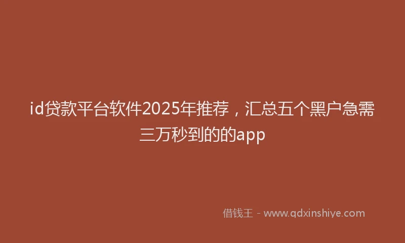 id贷款平台软件2025年推荐，汇总五个黑户急需三万秒到的的app