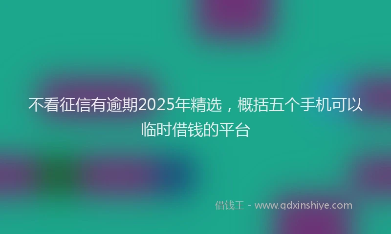 不看征信有逾期2025年精选，概括五个手机可以临时借钱的平台