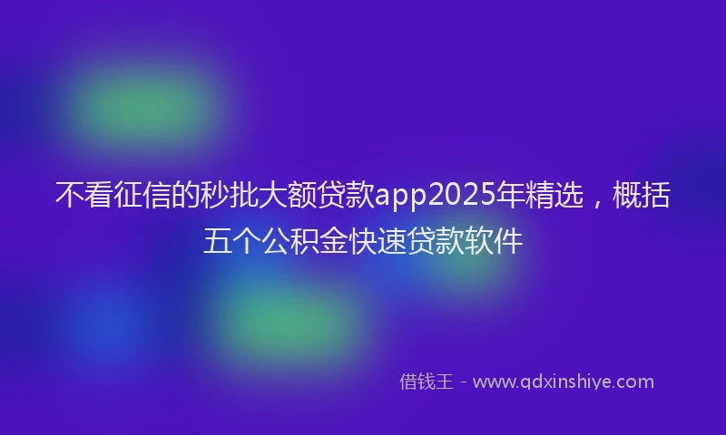 不看征信的秒批大额贷款app2025年精选，概括五个公积金快速贷款软件