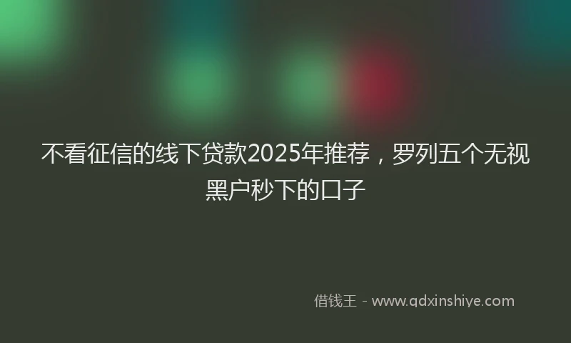 不看征信的线下贷款2025年推荐，罗列五个无视黑户秒下的口子
