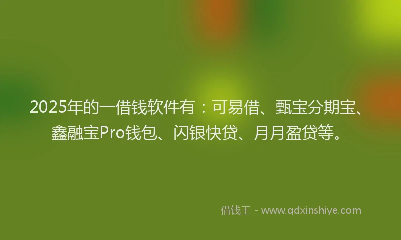 2025年的一借钱软件有：可易借、甄宝分期宝、鑫融宝Pro钱包、闪银快贷、月月盈贷等。