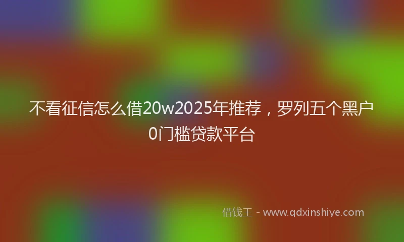 不看征信怎么借20w2025年推荐，罗列五个黑户0门槛贷款平台