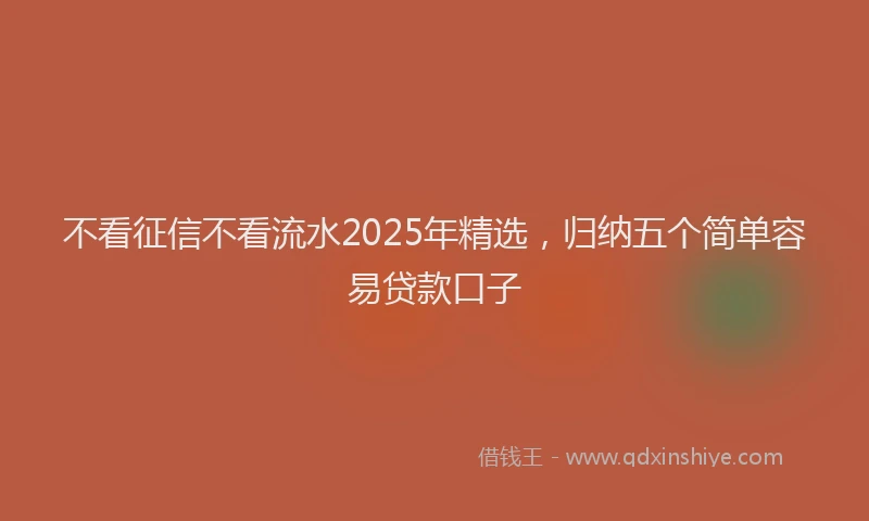 不看征信不看流水2025年精选，归纳五个简单容易贷款口子