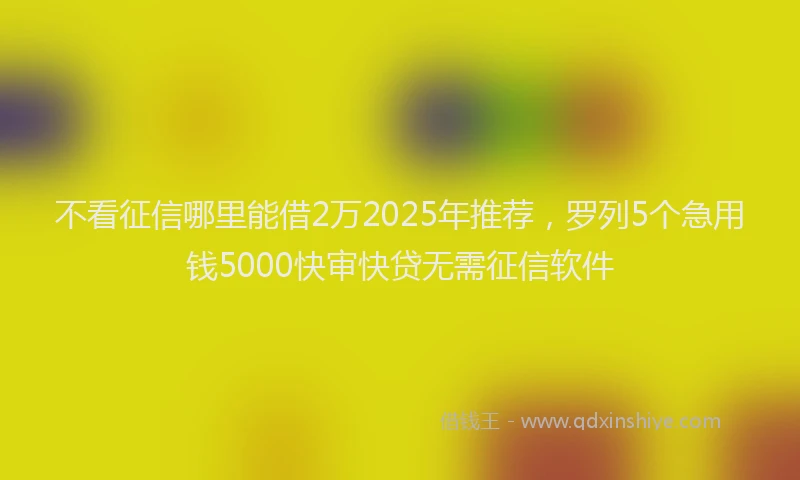 不看征信哪里能借2万2025年推荐，罗列5个急用钱5000快审快贷无需征信软件