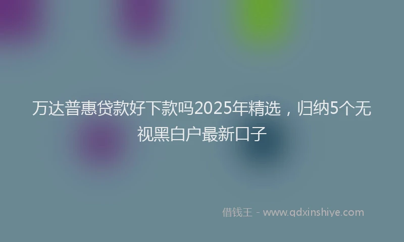 万达普惠贷款好下款吗2025年精选，归纳5个无视黑白户最新口子