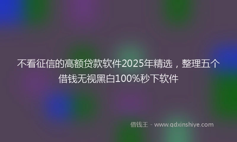 不看征信的高额贷款软件2025年精选，整理五个借钱无视黑白100%秒下软件