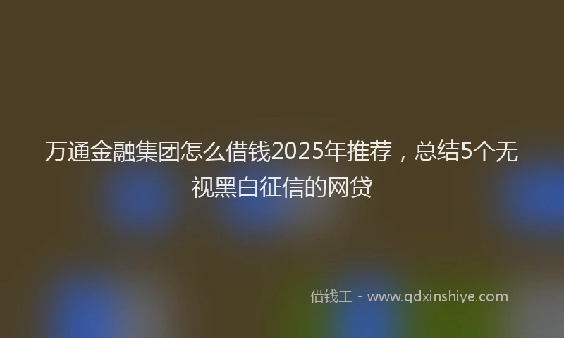 万通金融集团怎么借钱2025年推荐，总结5个无视黑白征信的网贷