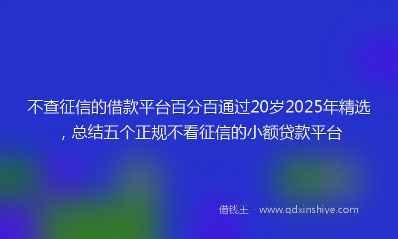 不查征信的借款平台百分百通过20岁2025年精选，总结五个正规不看征信的小额贷款平台