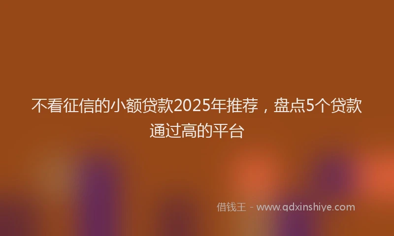 不看征信的小额贷款2025年推荐，盘点5个贷款通过高的平台
