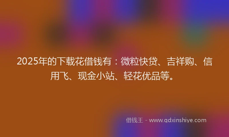 2025年的下载花借钱有：微粒快贷、吉祥购、信用飞、现金小站、轻花优品等。
