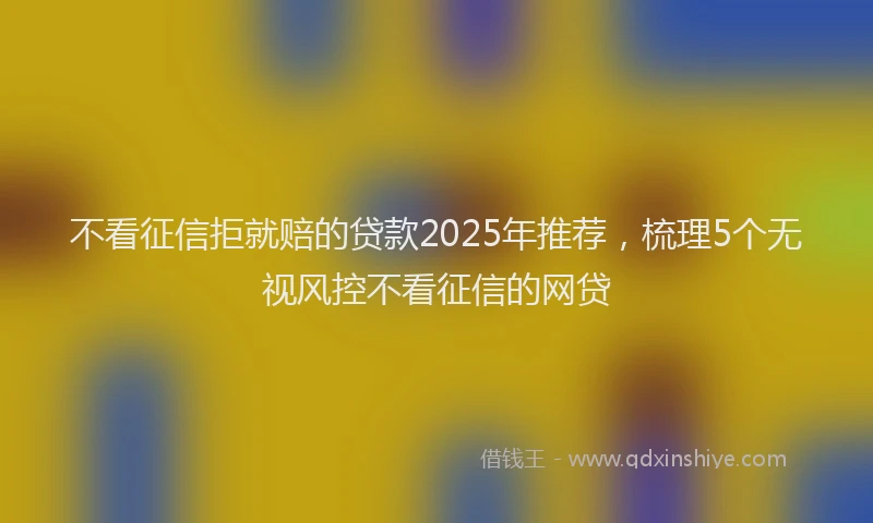 不看征信拒就赔的贷款2025年推荐，梳理5个无视风控不看征信的网贷
