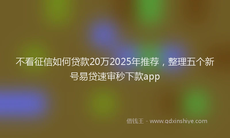 不看征信如何贷款20万2025年推荐，整理五个新号易贷速审秒下款app
