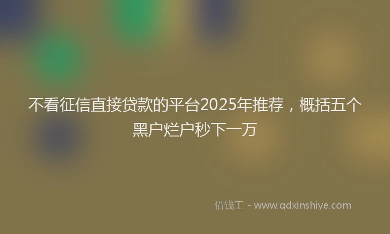 不看征信直接贷款的平台2025年推荐，概括五个黑户烂户秒下一万