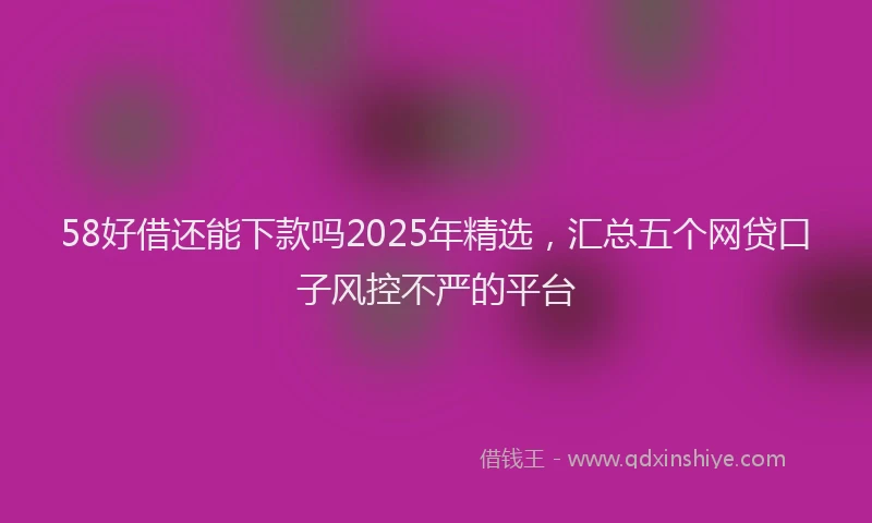 58好借还能下款吗2025年精选，汇总五个网贷口子风控不严的平台