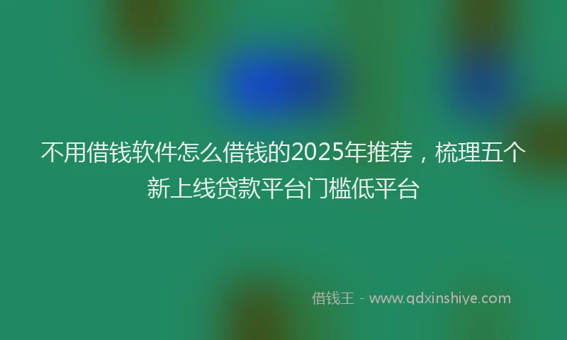 不用借钱软件怎么借钱的2025年推荐，梳理五个新上线贷款平台门槛低平台
