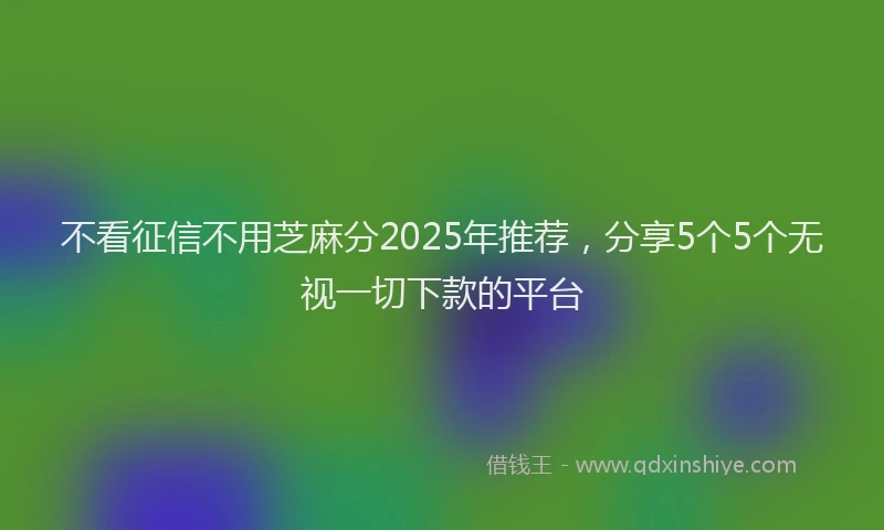 不看征信不用芝麻分2025年推荐，分享5个5个无视一切下款的平台