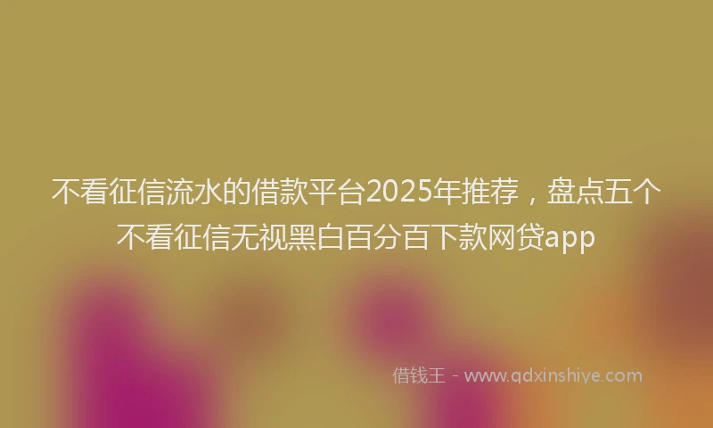 不看征信流水的借款平台2025年推荐，盘点五个不看征信无视黑白百分百下款网贷app