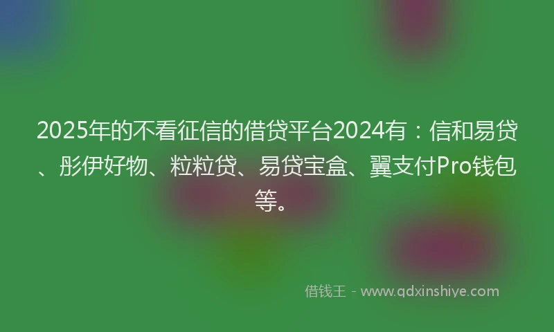 2025年的不看征信的借贷平台2024有：信和易贷、彤伊好物、粒粒贷、易贷宝盒、翼支付Pro钱包等。