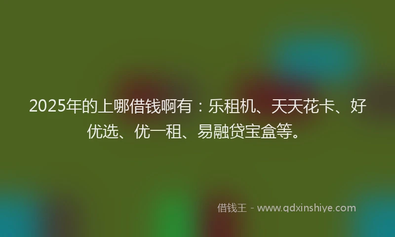 2025年的上哪借钱啊有：乐租机、天天花卡、好优选、优一租、易融贷宝盒等。