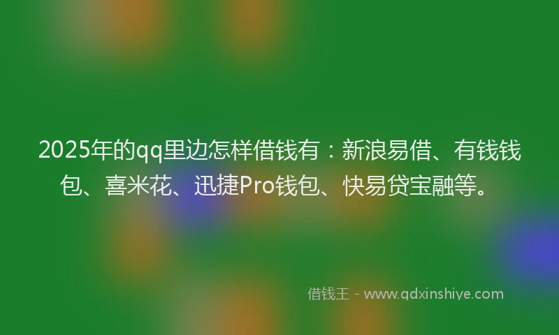 2025年的qq里边怎样借钱有：新浪易借、有钱钱包、喜米花、迅捷Pro钱包、快易贷宝融等。