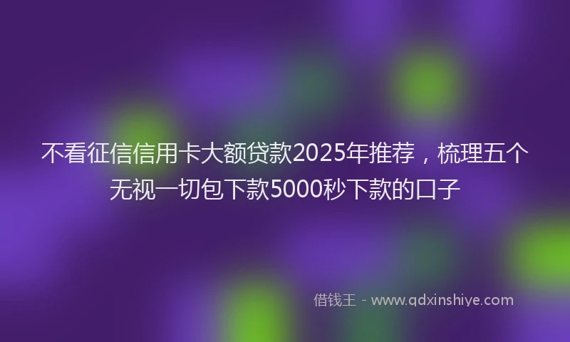不看征信信用卡大额贷款2025年推荐，梳理五个无视一切包下款5000秒下款的口子