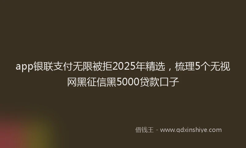 app银联支付无限被拒2025年精选，梳理5个无视网黑征信黑5000贷款口子
