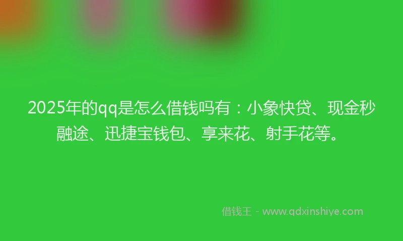 2025年的qq是怎么借钱吗有：小象快贷、现金秒融途、迅捷宝钱包、享来花、射手花等。