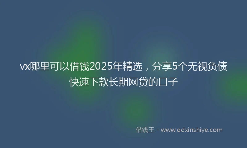 vx哪里可以借钱2025年精选，分享5个无视负债快速下款长期网贷的口子