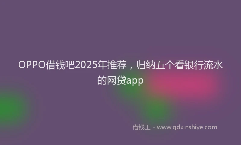 OPPO借钱吧2025年推荐，归纳五个看银行流水的网贷app