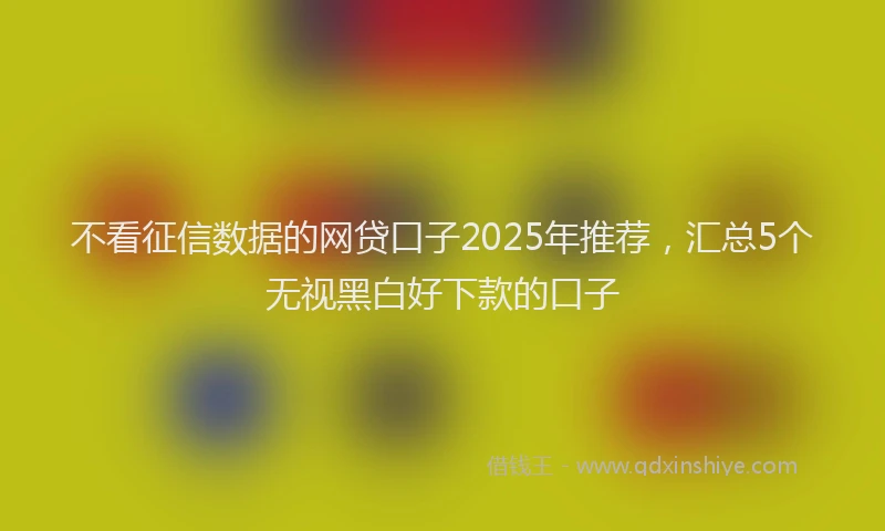 不看征信数据的网贷口子2025年推荐，汇总5个无视黑白好下款的口子