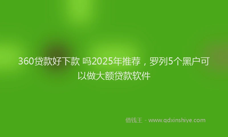 360贷款好下款 吗2025年推荐，罗列5个黑户可以做大额贷款软件
