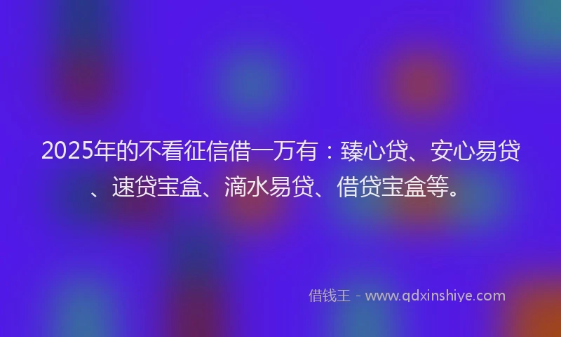 2025年的不看征信借一万有：臻心贷、安心易贷、速贷宝盒、滴水易贷、借贷宝盒等。
